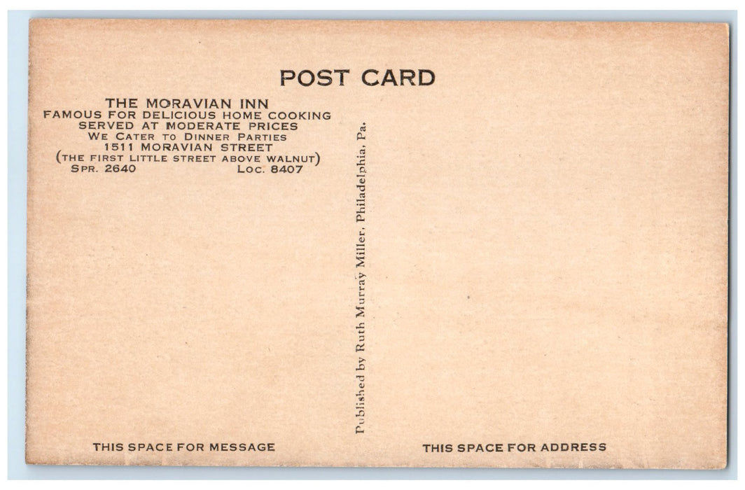 c1940's The Moravian Inn Restaurant Interior New Castle Pennsylvania PA Postcard