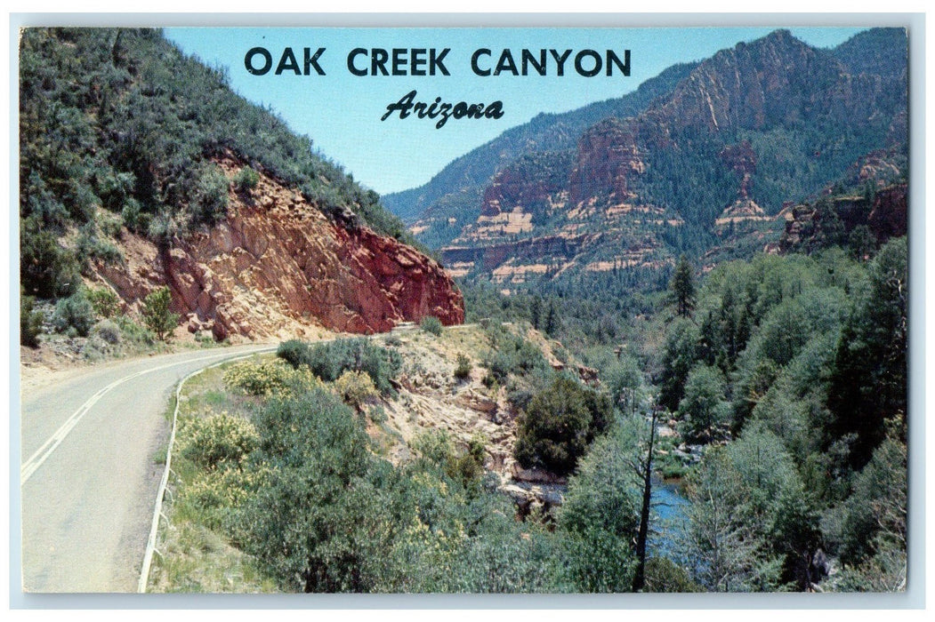 c1950's Oak Creek Road Hills Mountains Grove Canyon Arizona AZ Unposted Postcard