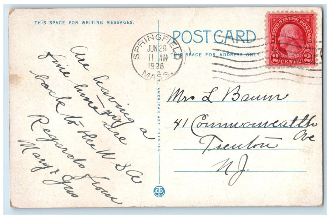1926 Duck Pond Forest Park Group Of Ducks Springfield Massachusetts MA Postcard