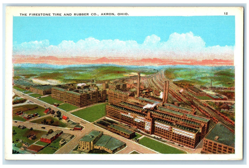 c1920's The Firestone Tire & Rubber Co. Manufacturer View Akron Ohio OH Postcard