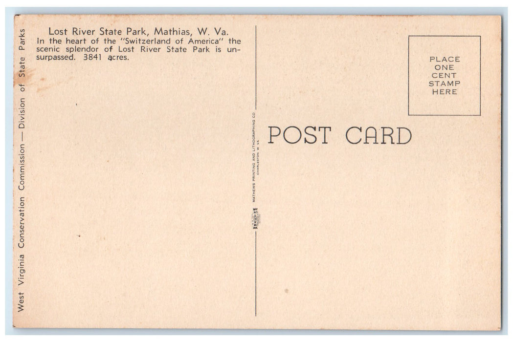 c1940's Lost River State Park Switzerland Of America Mathias West VA Postcard