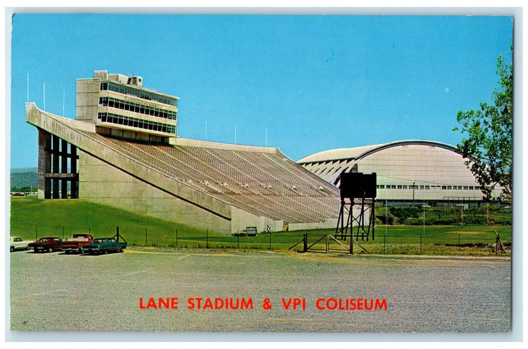 1968 Lane Stadium & VPI Coliseum Grand Stand Blacksburg Virginia VA Postcard