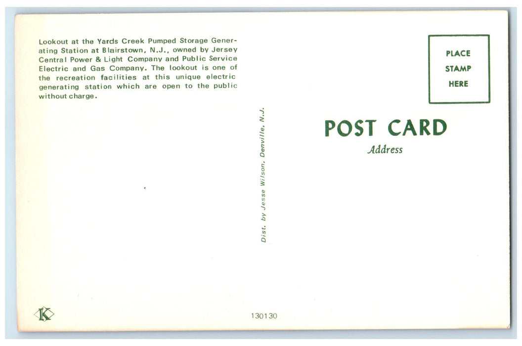 c1960s Yards Creek Pumped Storage Generating Station View Blairstown NJ Postcard