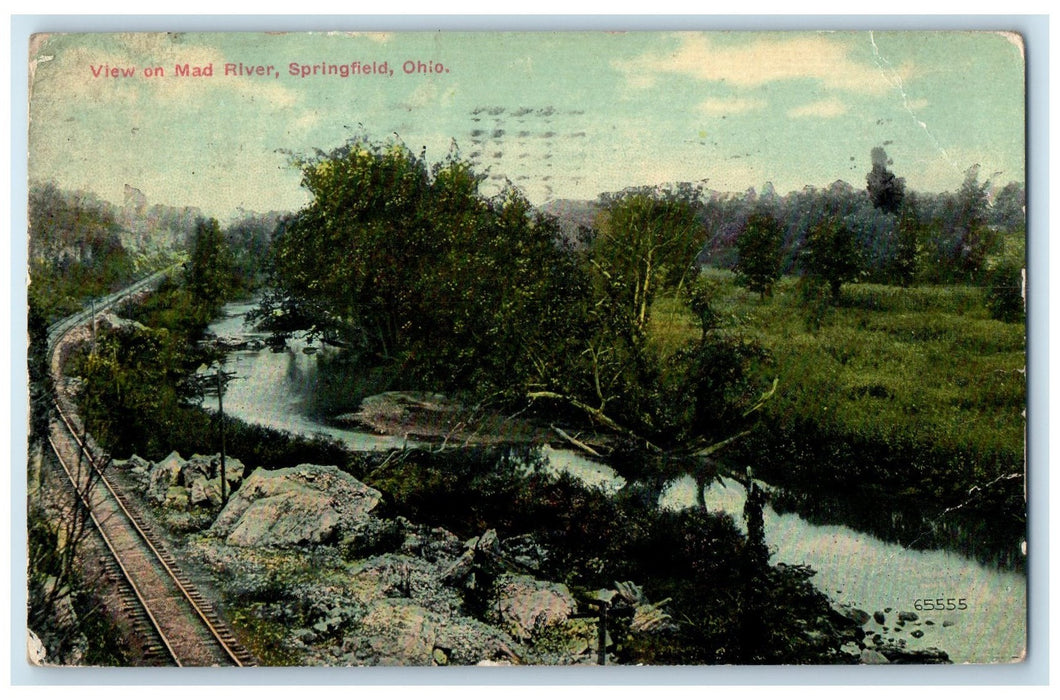 1912 View On Mad River Railroad Grove Grass Springfield Ohio OH Posted Postcard
