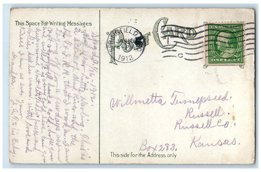 1912 View On Mad River Railroad Grove Grass Springfield Ohio OH Posted Postcard