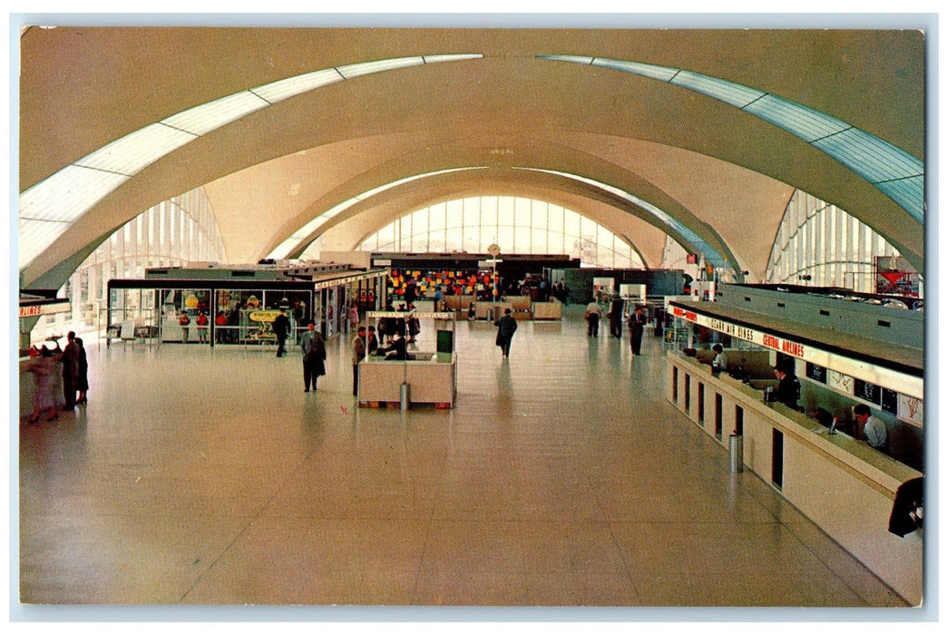 c1950 Interior Airport Terminal St. Louis Municipal Airport Missouri MO Postcard