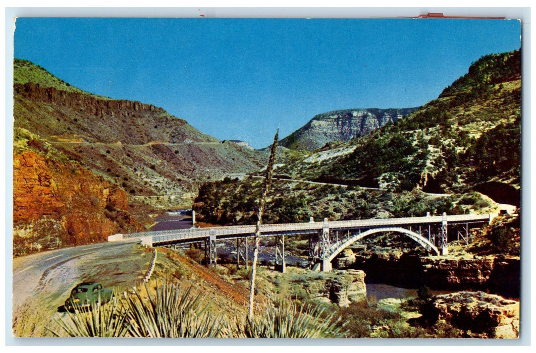 c1950's Highway Bridge Mountains Roads Salt River Crossing Arizona AZ Postcard