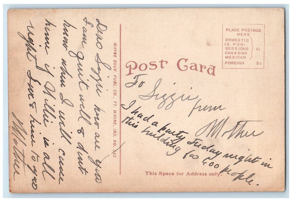 c1910 Scottish Rite Cathedral Building Entrance Ft. Wayne Indiana IN Postcard