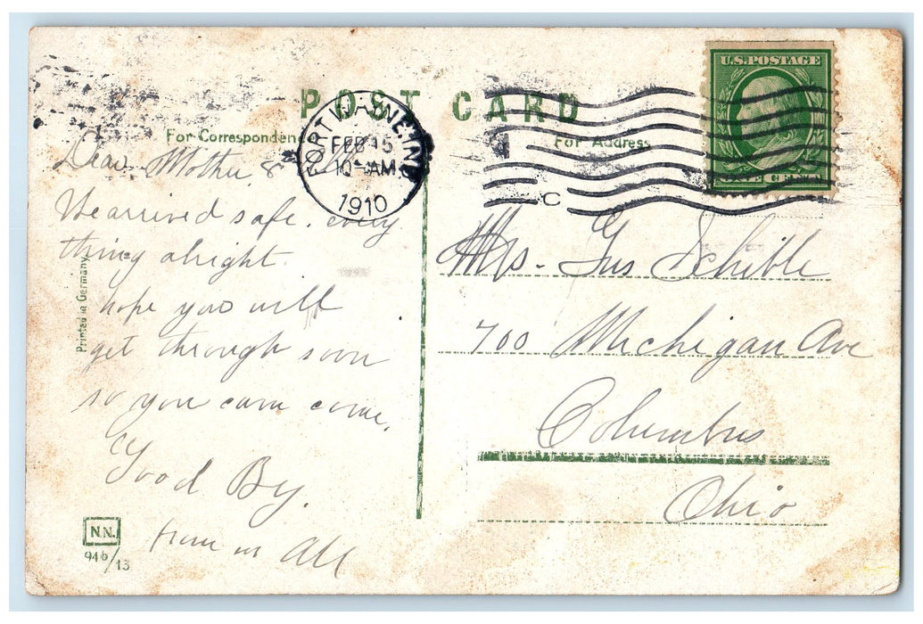 1910 Cathedral Square Building Tower Entrance Fort Wayne Indiana IN Postcard