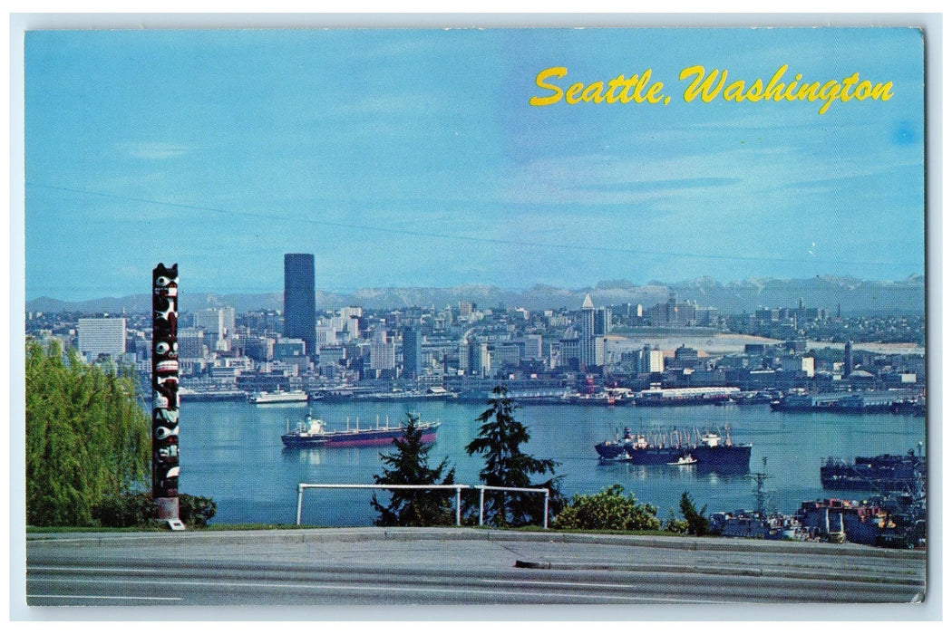 c1950 Seattle's Skyline Seen Across Elliott Bay Seattle Washington WA Postcard