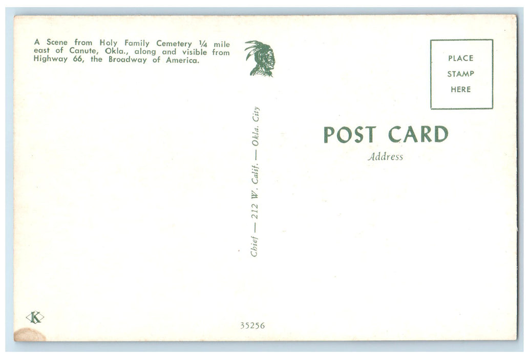 c1950 Scene From Holy Family Cemetery View Canute Oklahoma OK Unposted Postcard