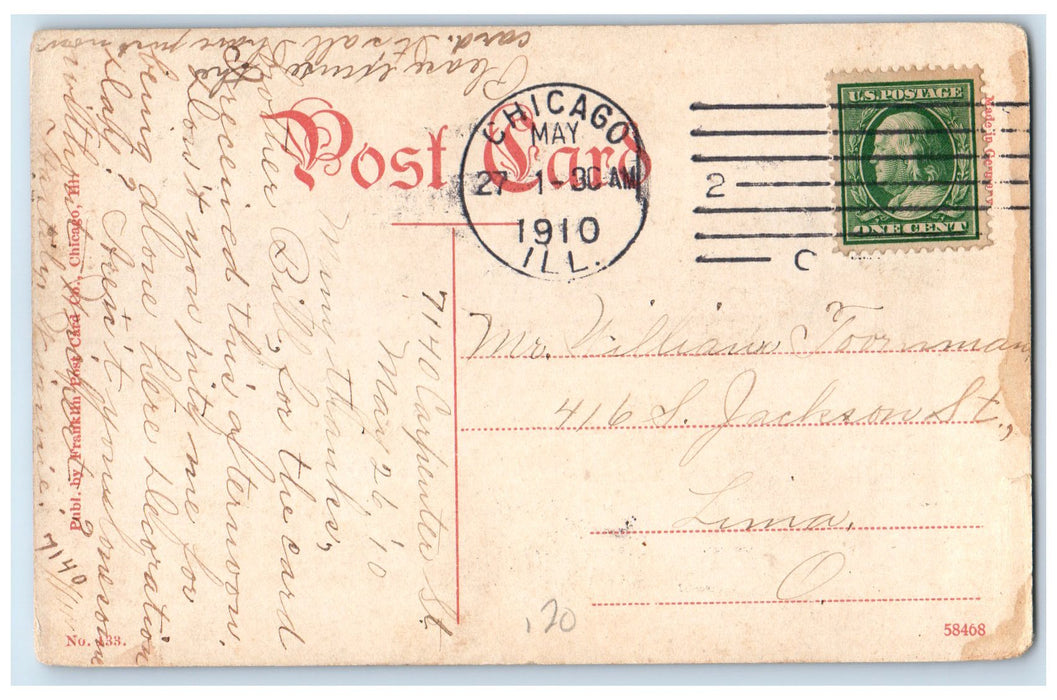 1910 Lincoln Park Zoo Leopard Cage Scene Chicago Illinois IL Posted Postcard
