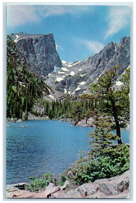 1960 Dream Lake Hallet's Peak Rocky Mountain National Park Colorado CO Postcard