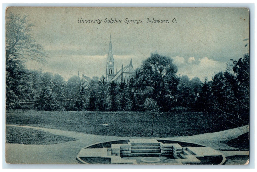 1908 University Sulphur Springs Trees Delaware Ohio OH Posted Vintage Postcard
