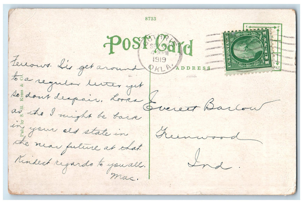 1919 Producing Oil Wells Truss Towers Houses View Of Oklahoma OK Posted Postcard