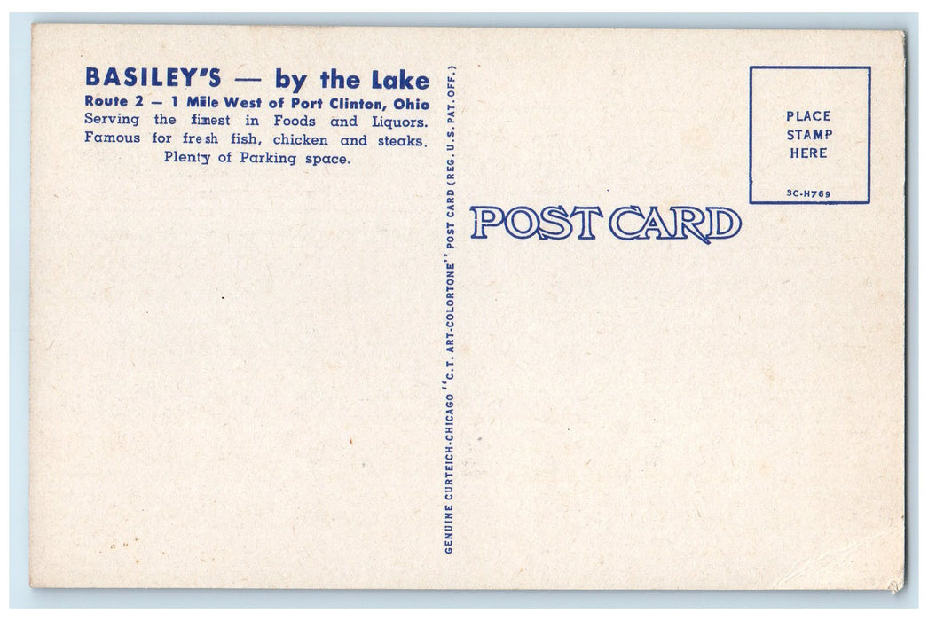 c1940's Basiley's Restaurant & Nite Club Building Port Clinton Ohio OH Postcard
