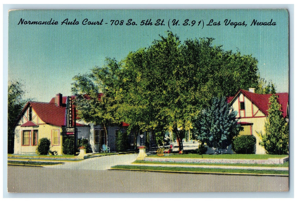 c1940's Normandie Auto Court Cottages Entrance View Las Vegas Nevada NV Postcard