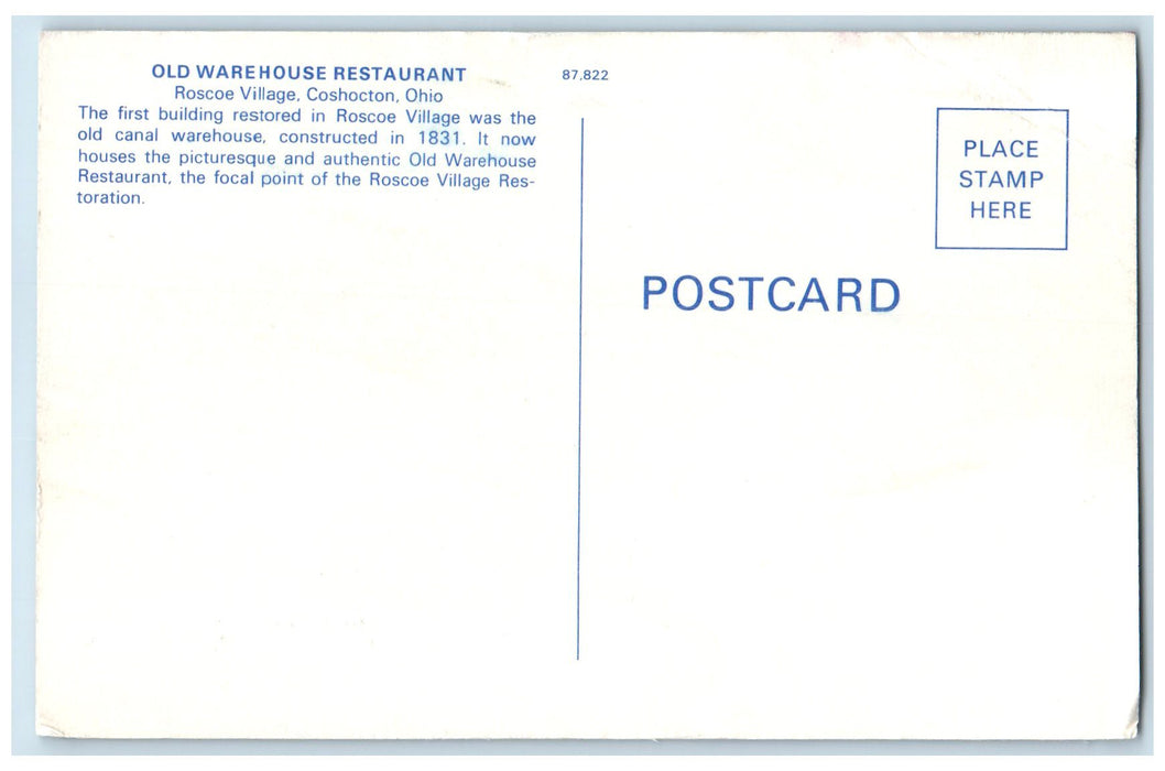 c1950's Old Warehouse Restaurant Roscoe Village View Coschocton Ohio OH Postcard