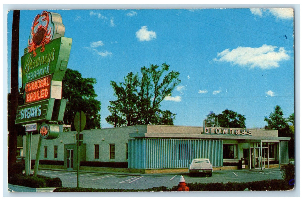 c1950's Browney's Restaurant E. Little Creek Road Norfolk Virginia VA Postcard