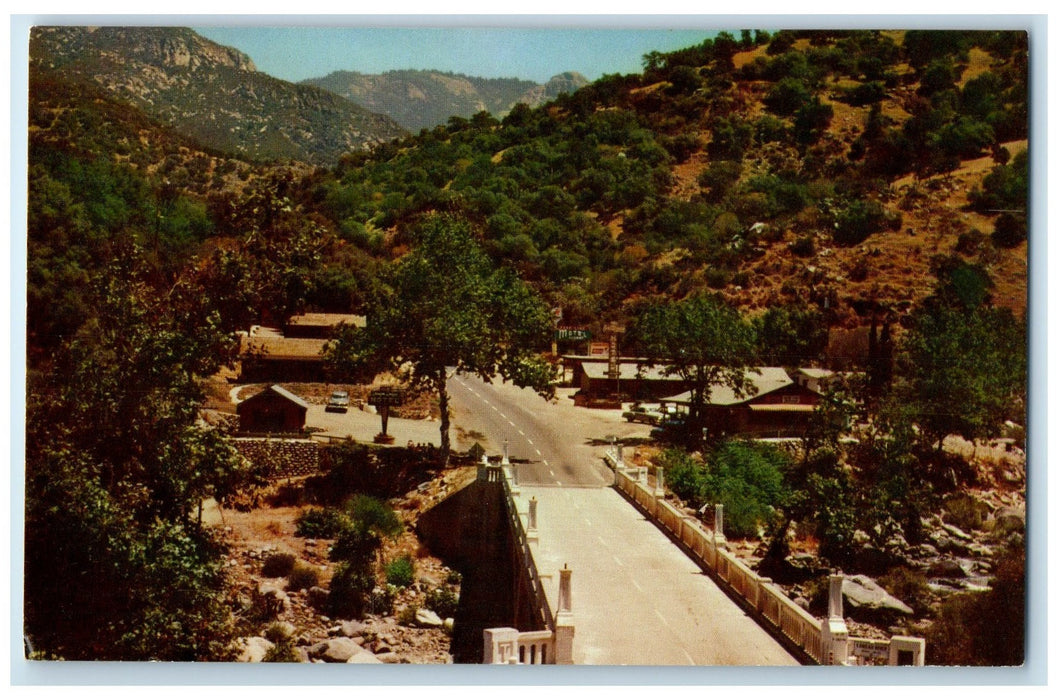 c1950's Bridge Gateway Passes Kaweah River To Sequoia National Park CA Postcard