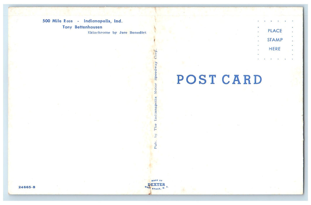 c1950's 500 Mile Car Race Tony Bettenhousen Start Point Indianapolis IN Postcard
