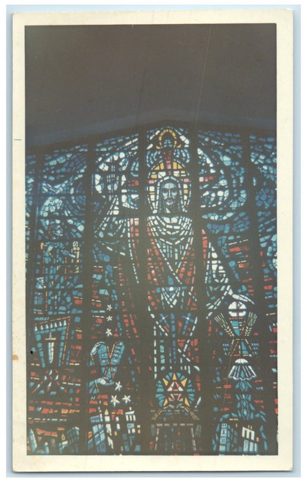 c1960's Faceted Glass Window St. Thomas Aquinas Church East Lansing MI Postcard