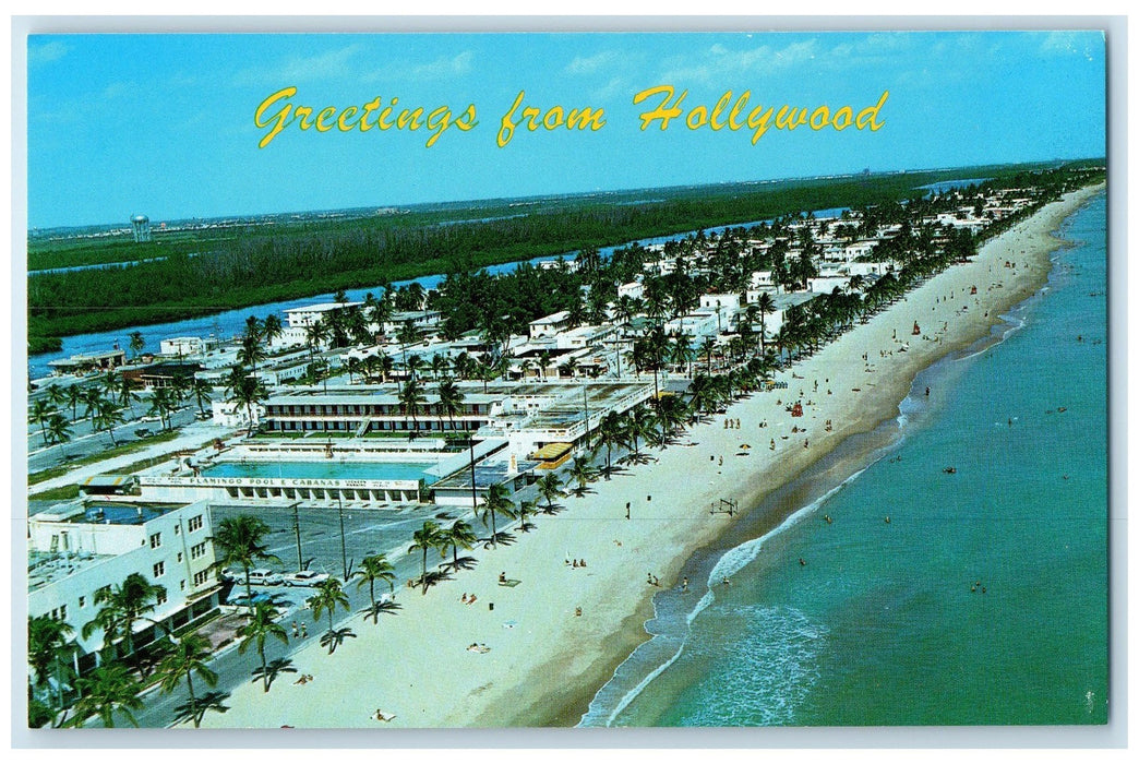 c1950 Greetings From Hollywood Shore Line Hotels Restaurant Florida FL Postcard