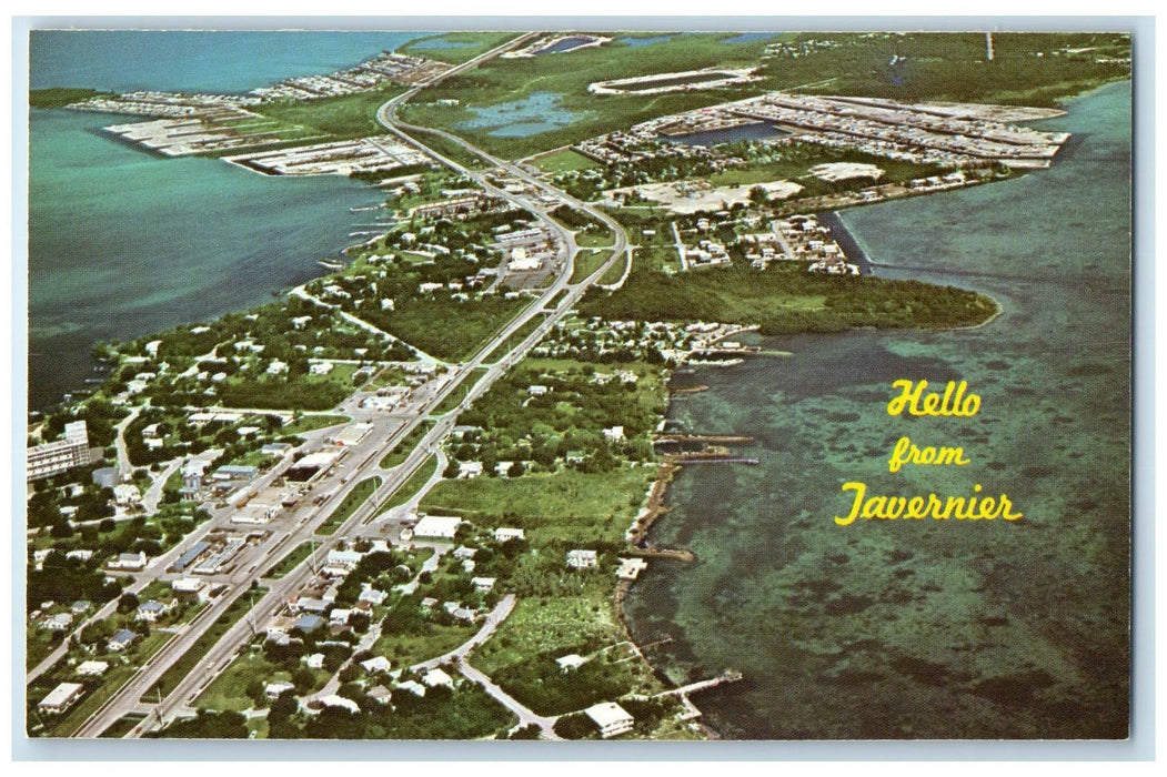 c1950 Hello From Javernier Tavernier Oldest Towns View Florida Keys FL Postcard