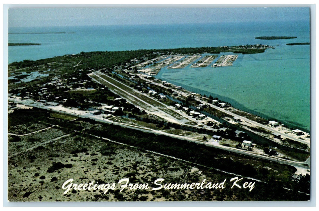 c1950 Greetings From Summerland Key Aerial View Florida Key FL Unposted Postcard