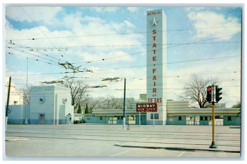 c1950 Entrance To State Fair Of Texas Roadside Tower Dallas Texas TX Postcard