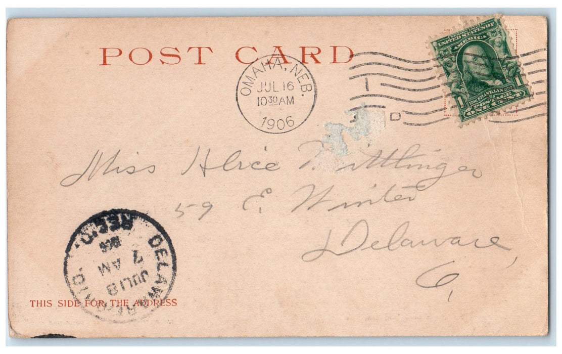 1906 Union Pacific Bridge Railroad Scene Omaha Nebraska NE Posted Cloud Postcard