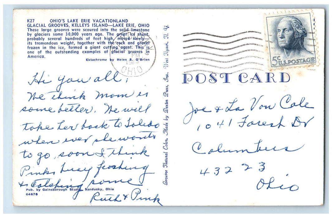 1976 Lake Erie Vacationland Glacial Grooves Kelley Island Lake Erie OH Postcard