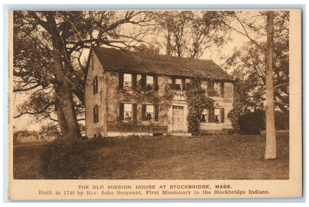 c1920's The Old Mission House Building At Stockbridge Massachusetts MA Postcard