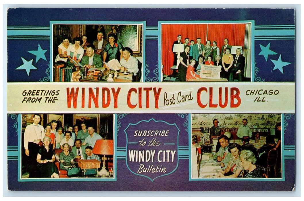 c1960's Greetings From Windy City Club Chicago Illinois IL Unposted Postcard