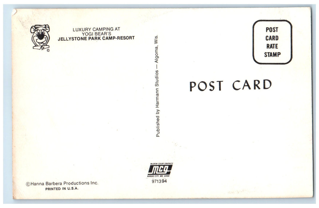 c1960's Luxury Camping At Jellystone Park Camp Resort Caledonia WI Bear Postcard
