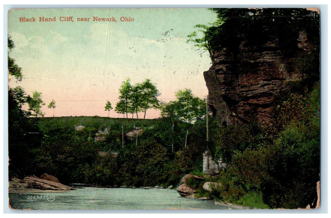 1910 Black Hand Cliff Trees Rock Scene Newark Ohio OH Unposted Vintage Postcard