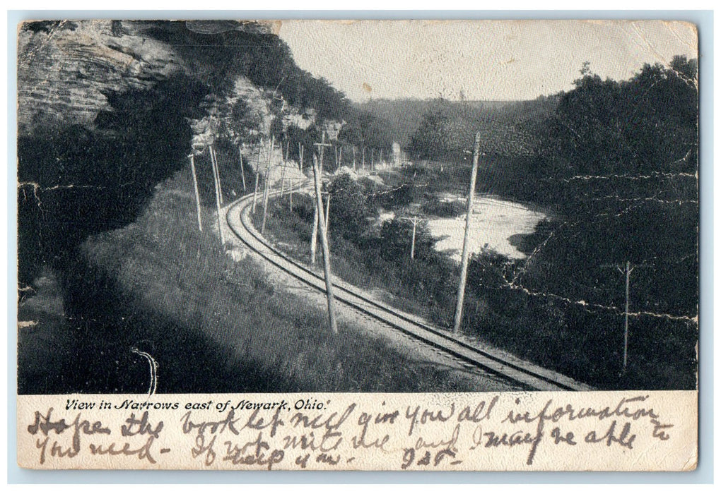 1907 Scenic View In Narrows East Of Newark Ohio OH Posted Railway River Postcard