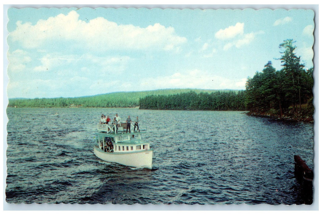 c1960's The Mail Boat Jerrico Plying The Waters Of Long Lake Naples ME Postcard
