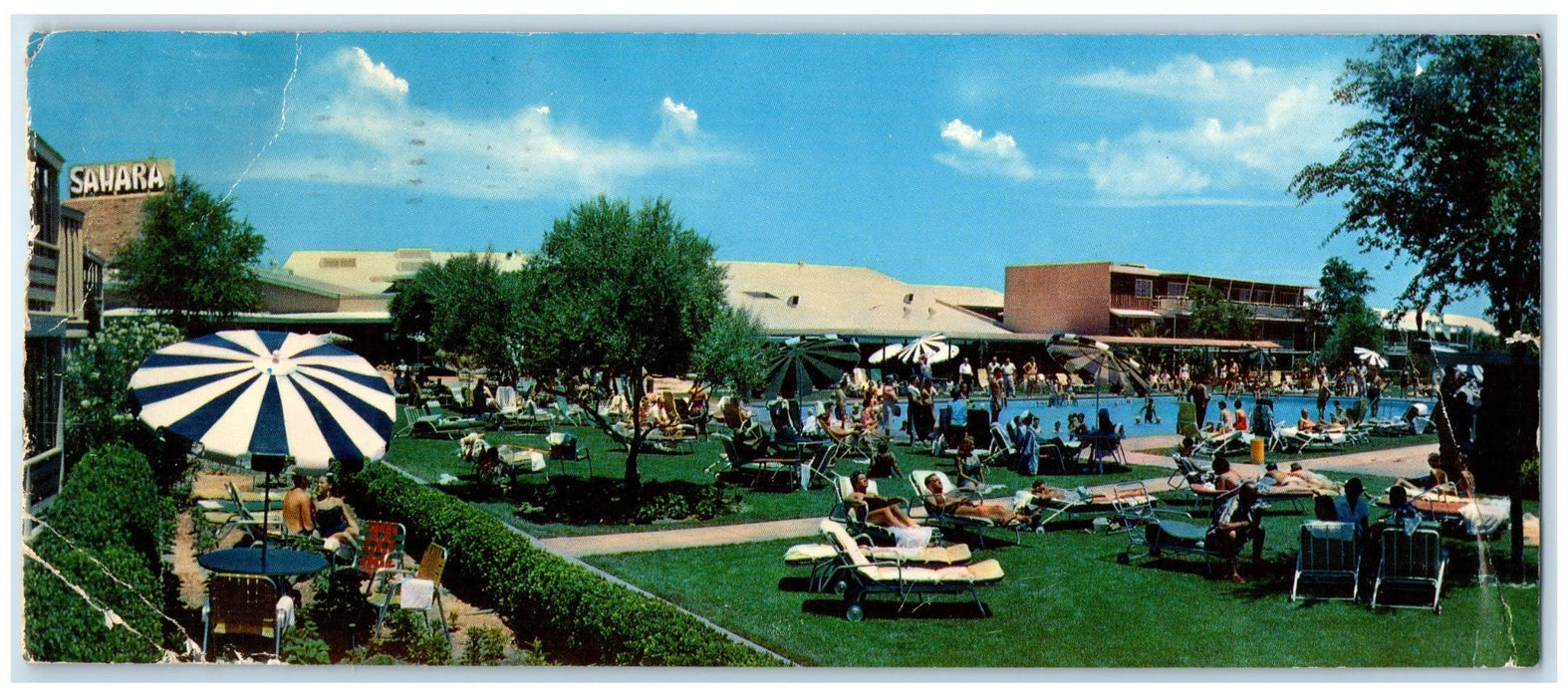 1968 Garden Of Allah Hotel Sahara Pool Scene Las Vegas Nevada NV Posted Postcard