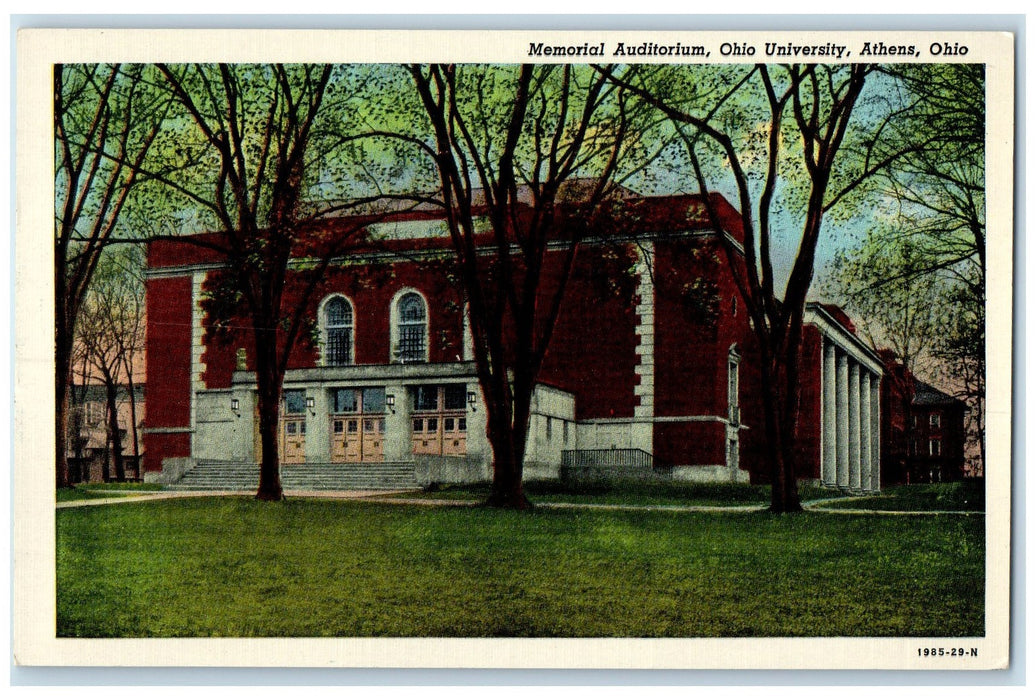 1951 Memorial Auditorium Ohio University Exterior Athens Ohio OH Posted Postcard