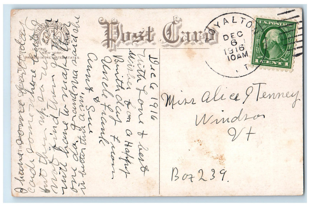1916 Elk's Home Building Roadside Entrance New Britain Connecticut CT Postcard