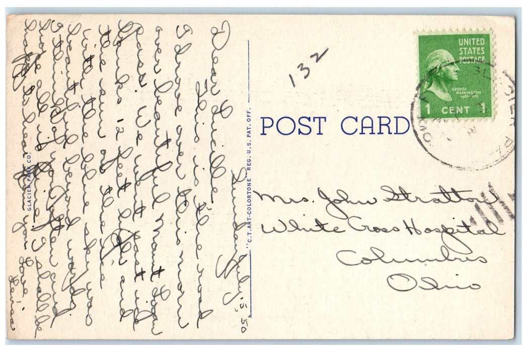 1949 St. Mary Lake Little Chief Mountain Scene Glacier National Park MT Postcard