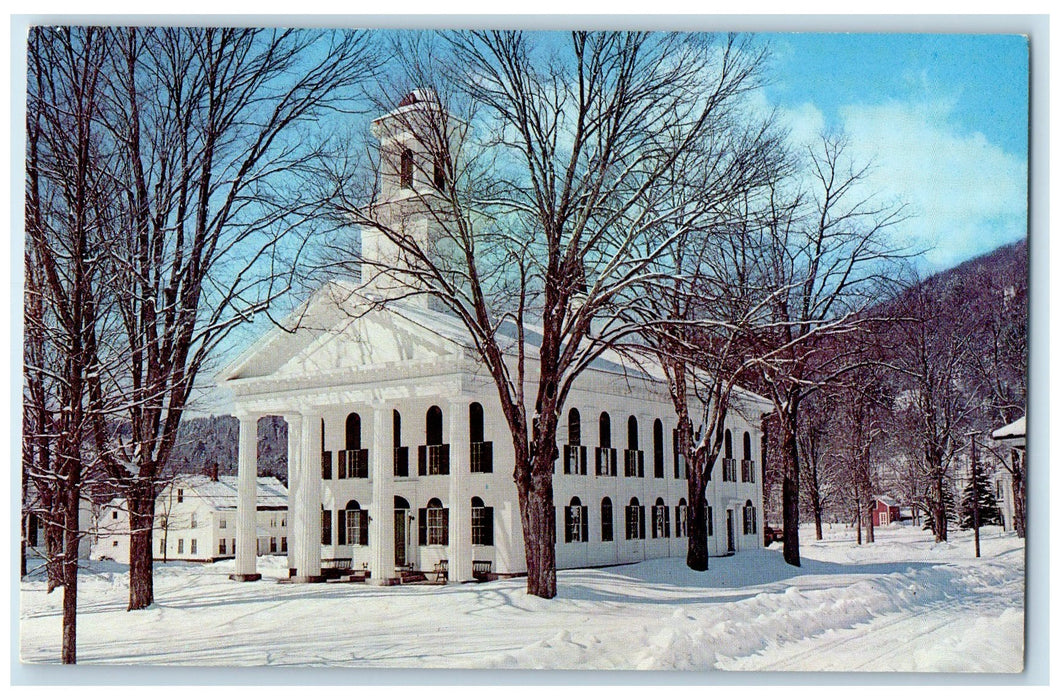 c1950's Windham County Court House Building Winter Newfane Vermont VT Postcard