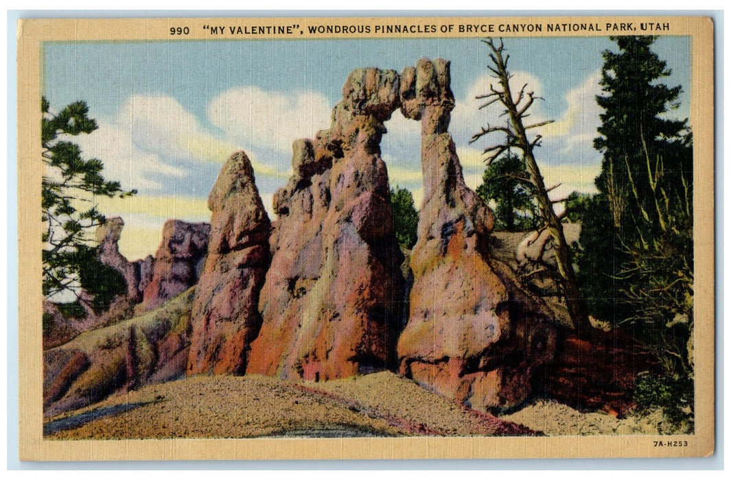 1950 My Valentine Wondrous Pinnacles Of Bryce Canyon National Park UT Postcard