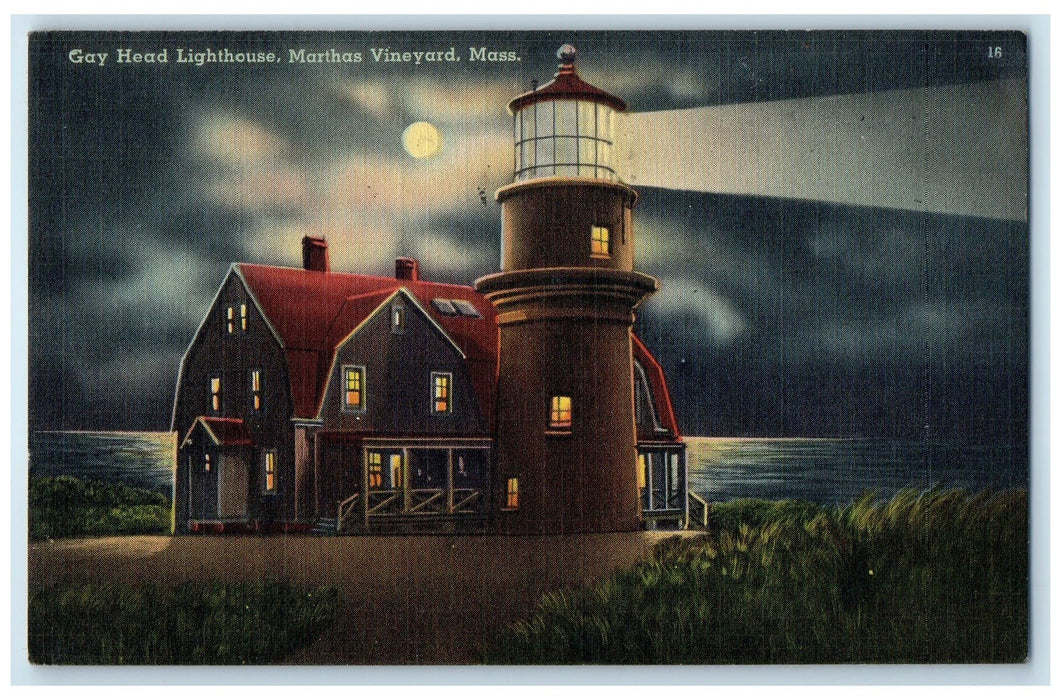 c1940 Gay Head Lighthouse Tower View Martha's Vineyard Massachusetts MA Postcard