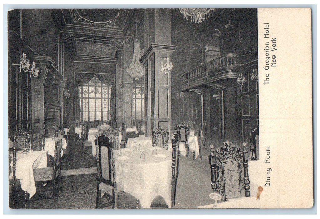 c1905's The Gregorian Hotel Dining Room Interior New York NY Unposted Postcard