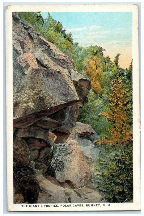 1937 Giant's Profile Polar Caves rock Formation Rumney New Hampshire NH Postcard
