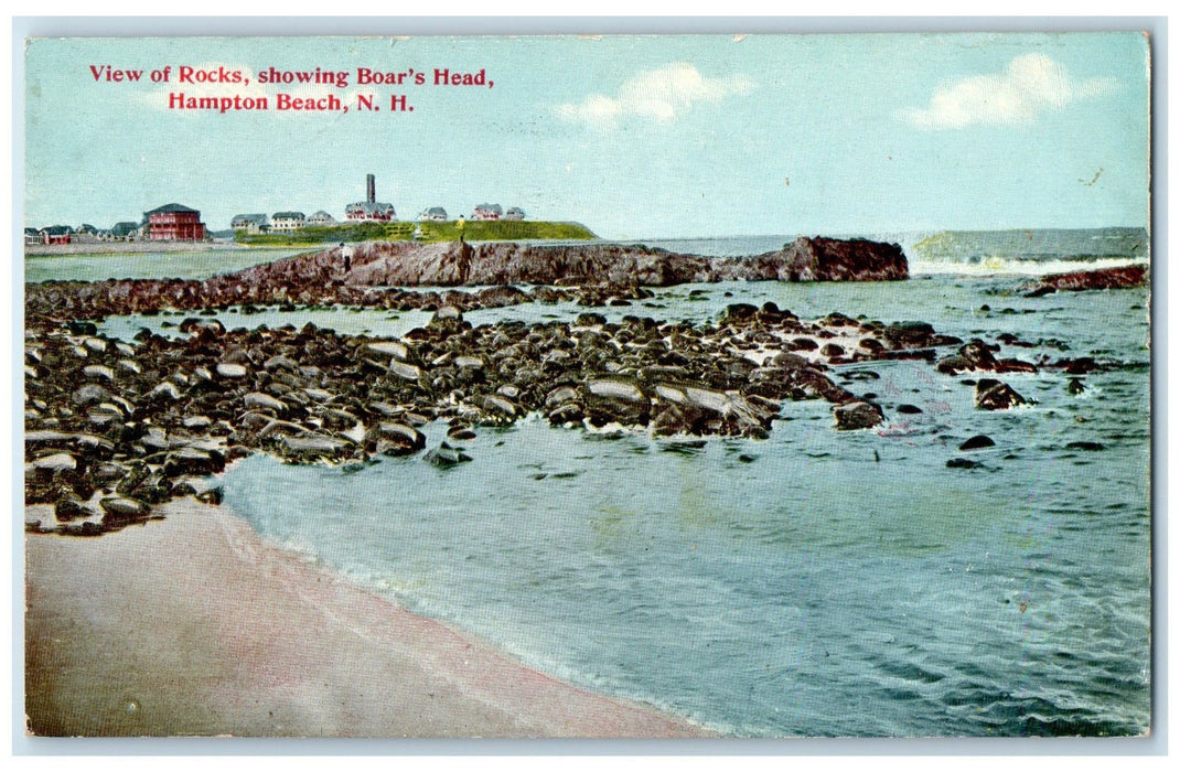 c1950 View Of Rocks Showing Boar's Head Hampton Beach New Hampshire NH Postcard