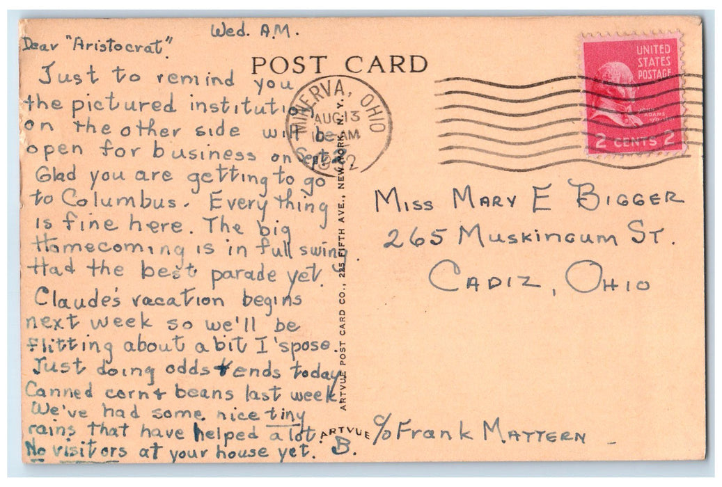 1952 Minerva Elementary School Campus Building Entrance Minerva Ohio OH Postcard