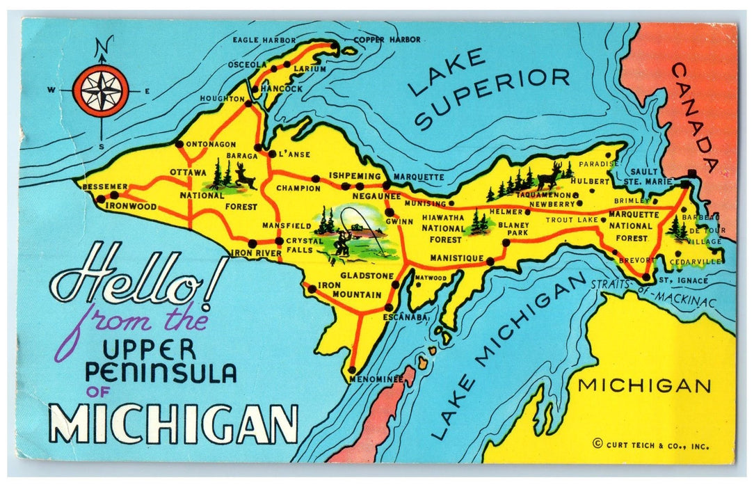 1972 Hello From The Upper Peninsula Of MI Chassell Michigan MI Posted Postcard